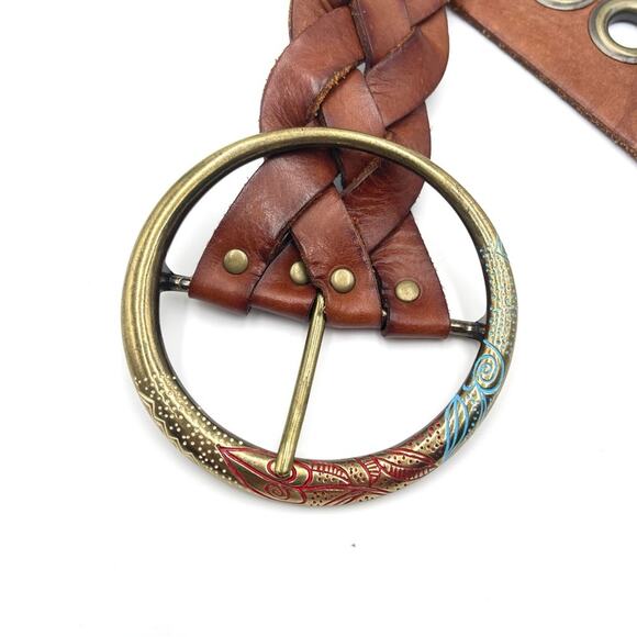 CHICO's women's boho braided leather belt with detailed buckle EUC - Picture 1 of 11